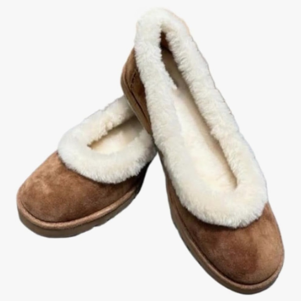 Plush Lined Brown Slip-On Women's Slippers